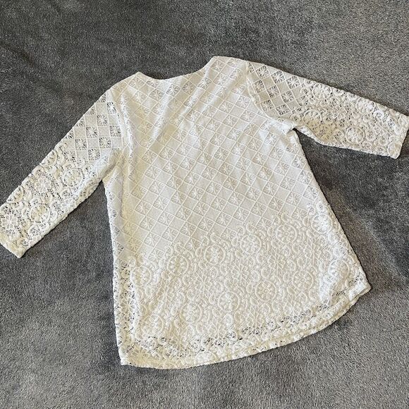 JM Collection White Knit Tunic 3/4 Sleeve With Undershirt Cami Women's Plus 0X - Picture 6 of 6